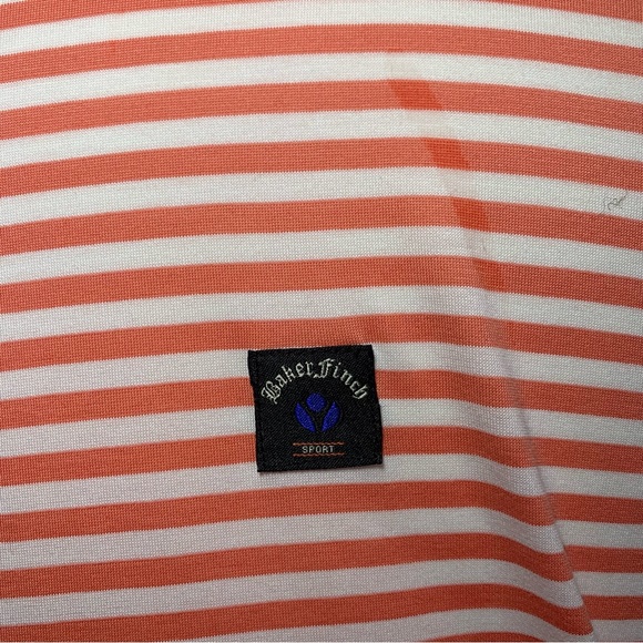 Baker Finch Sports Designer Half Zip T-Shirt Golf Coral Stripe Long Sleeve Large - Picture 9 of 14
